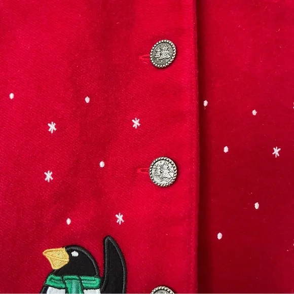 Karen Scott Vibrant Red Checkered Penguin Vest new without tags size large - Picture 4 of 7
